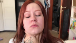 HD Choke Redhead Beauty by Cock Sitting on Top of her