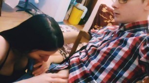 Hot Babe is Sucking Boyfriend's Dick while he's Playing Video Games - OnlyFans @theamateurteenagers